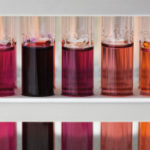 little glass tubes with coloured liquid