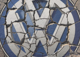 logo volkswagen in broken pieces