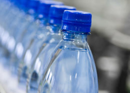 Water bottles on production line