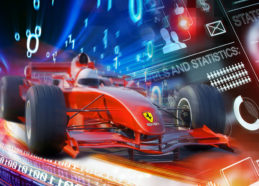 Formula 1 car driving on data