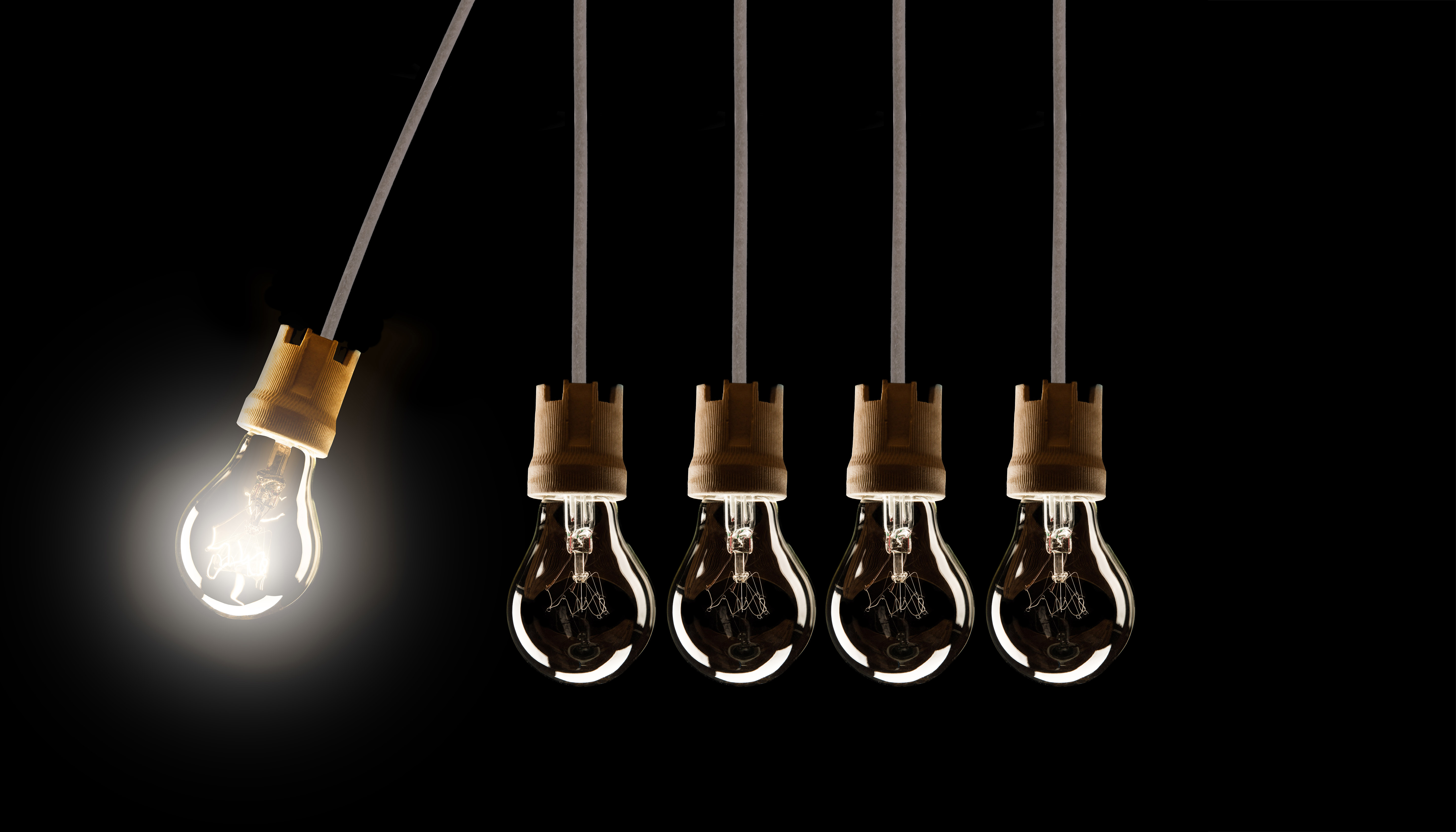 light bulbs as newton's cradle
